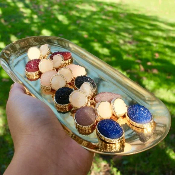 Anthropologie Druzy Wine Teardrop Dangle Earrings - Picture 12 of 12